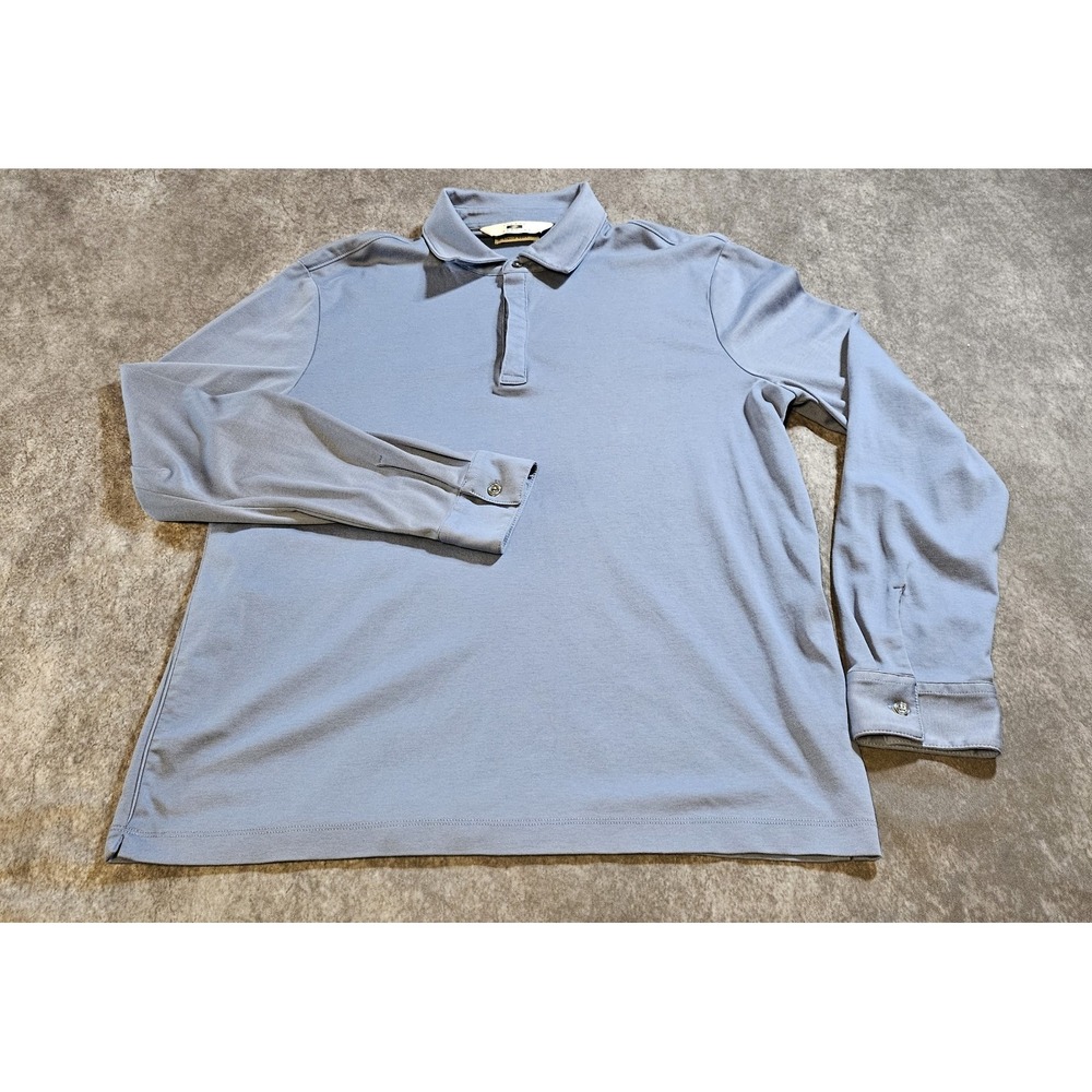 Joseph Abboud Liquid Soft Long Sleeve Mens Polo Shirt Blue L 1-01547